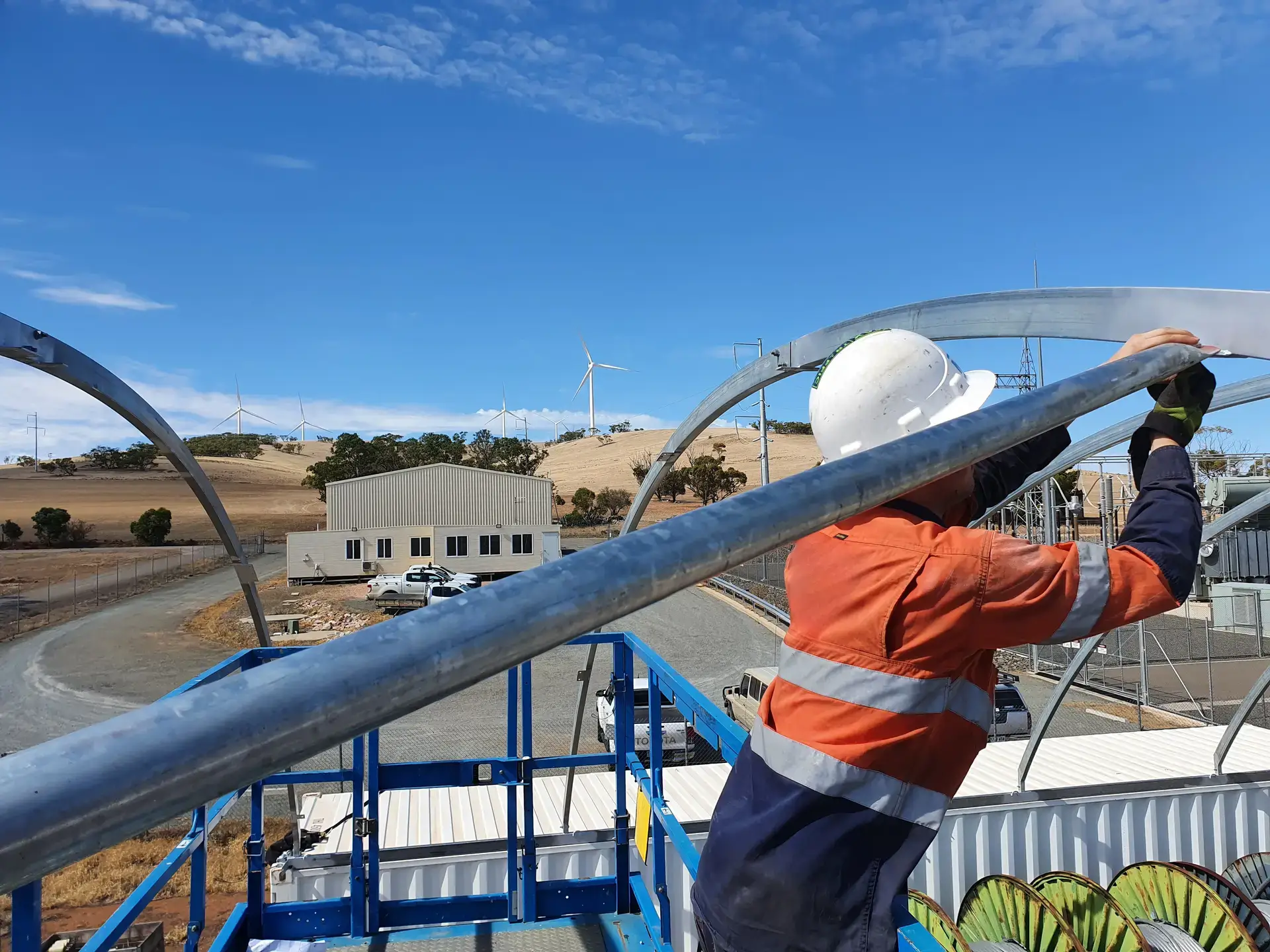 Container dome being installed